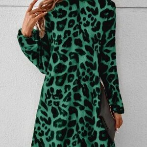 Leopard Print Green Dress
